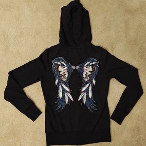 Kavio! Biketoberfest Dayton FL Zip Up Hoodie w Blinged Angel & Butterfly Wings.